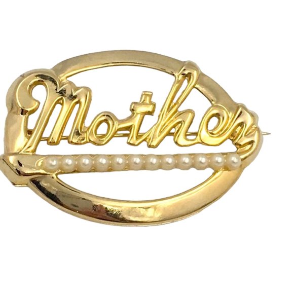 Gold Tone “Mother” Of Pearl Brooch